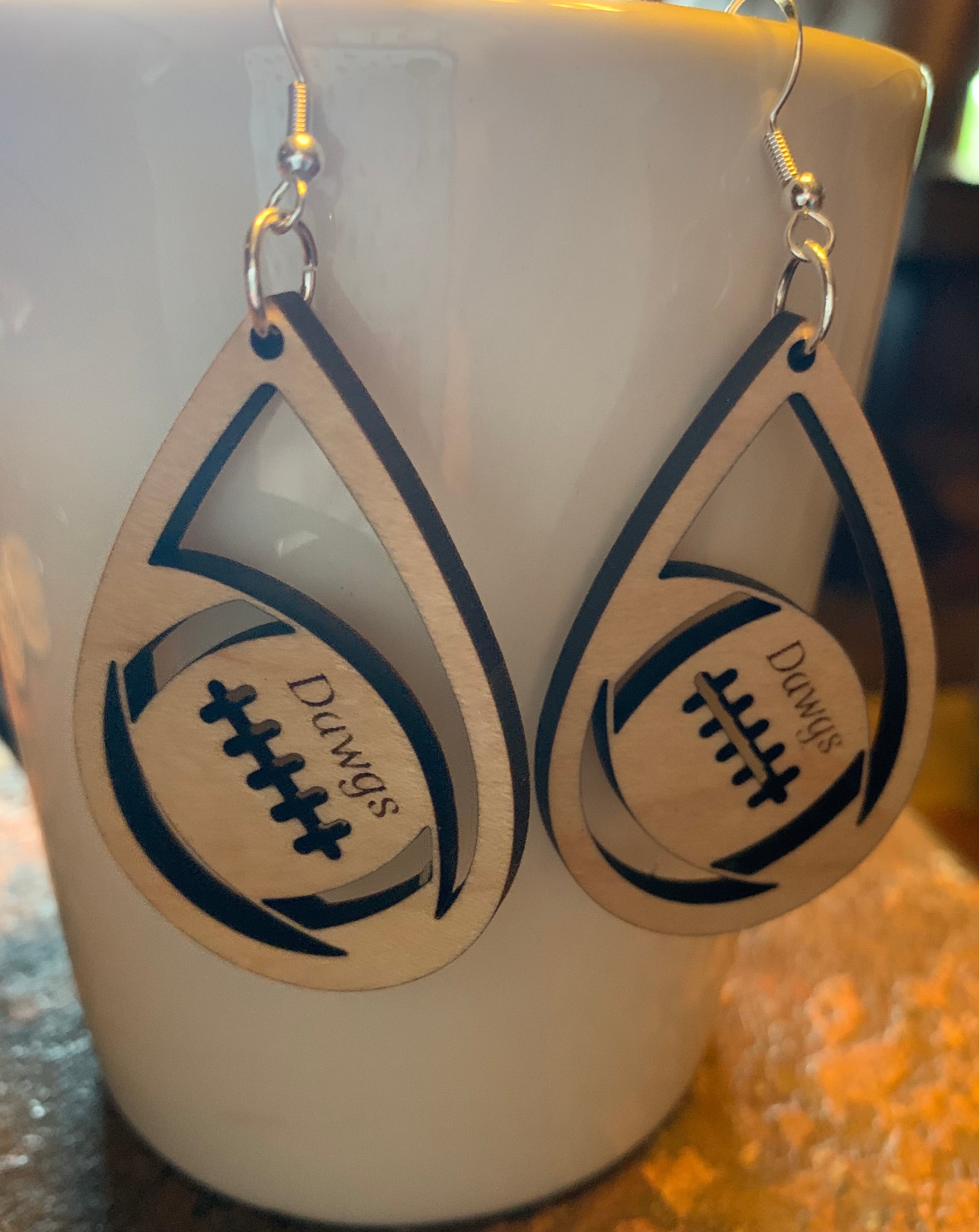 Cutom Football Wooden Earrings BLANKS –